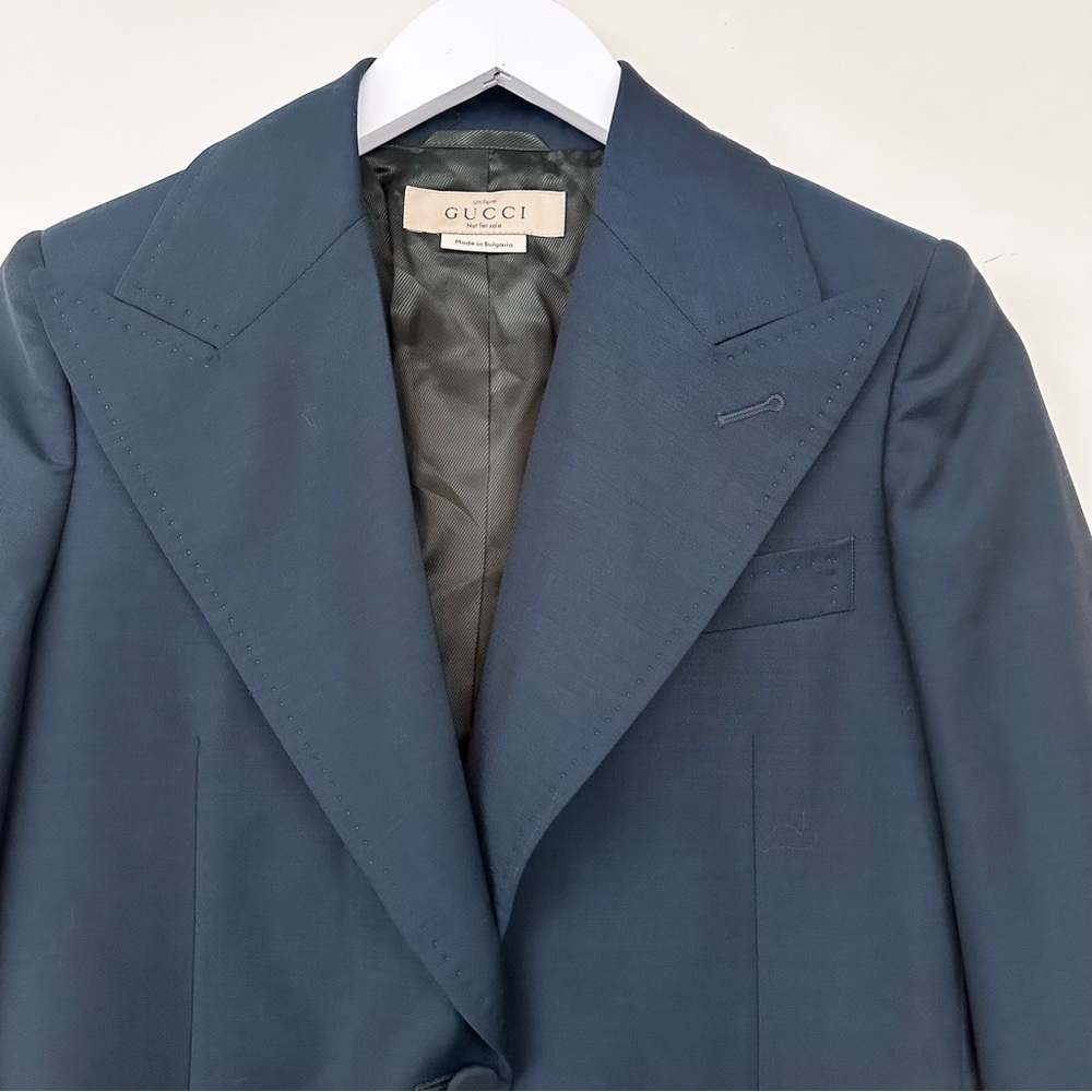 Gucci Uniform Blazer Mohair Wool Dark Teal - Picture 3 of 13